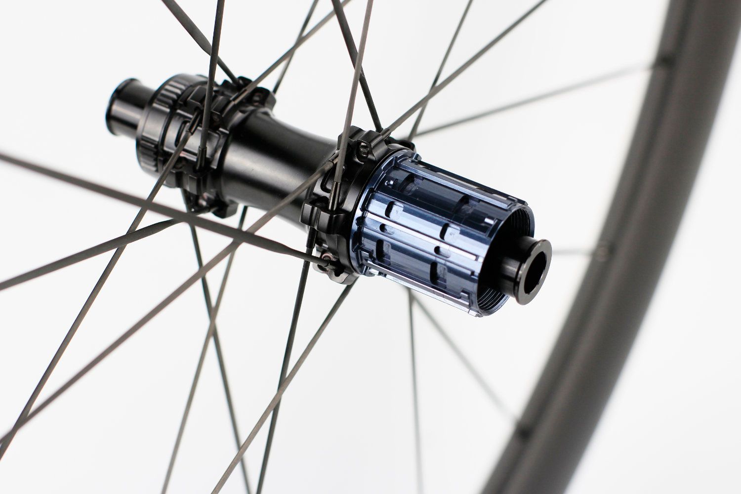 Carbon Spoke and 36t Ratchet Hub Detail