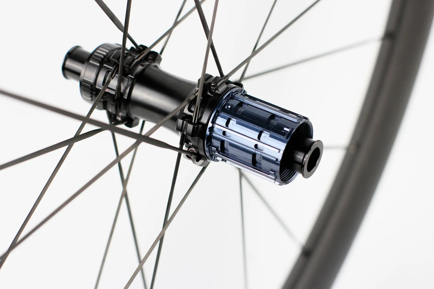 Carbon Spoke and 36t Ratchet Hub Detail