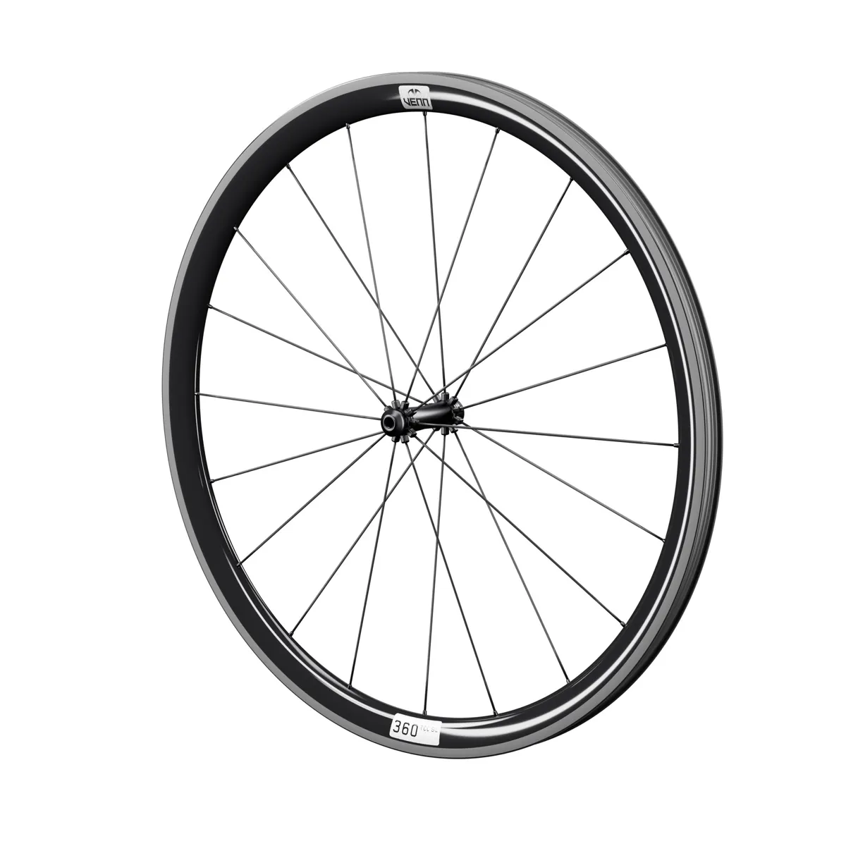 Venn 360 TCC SL carbon front wheel, gloss, rim brake (render; Venn RBH-01 hub illustrative)