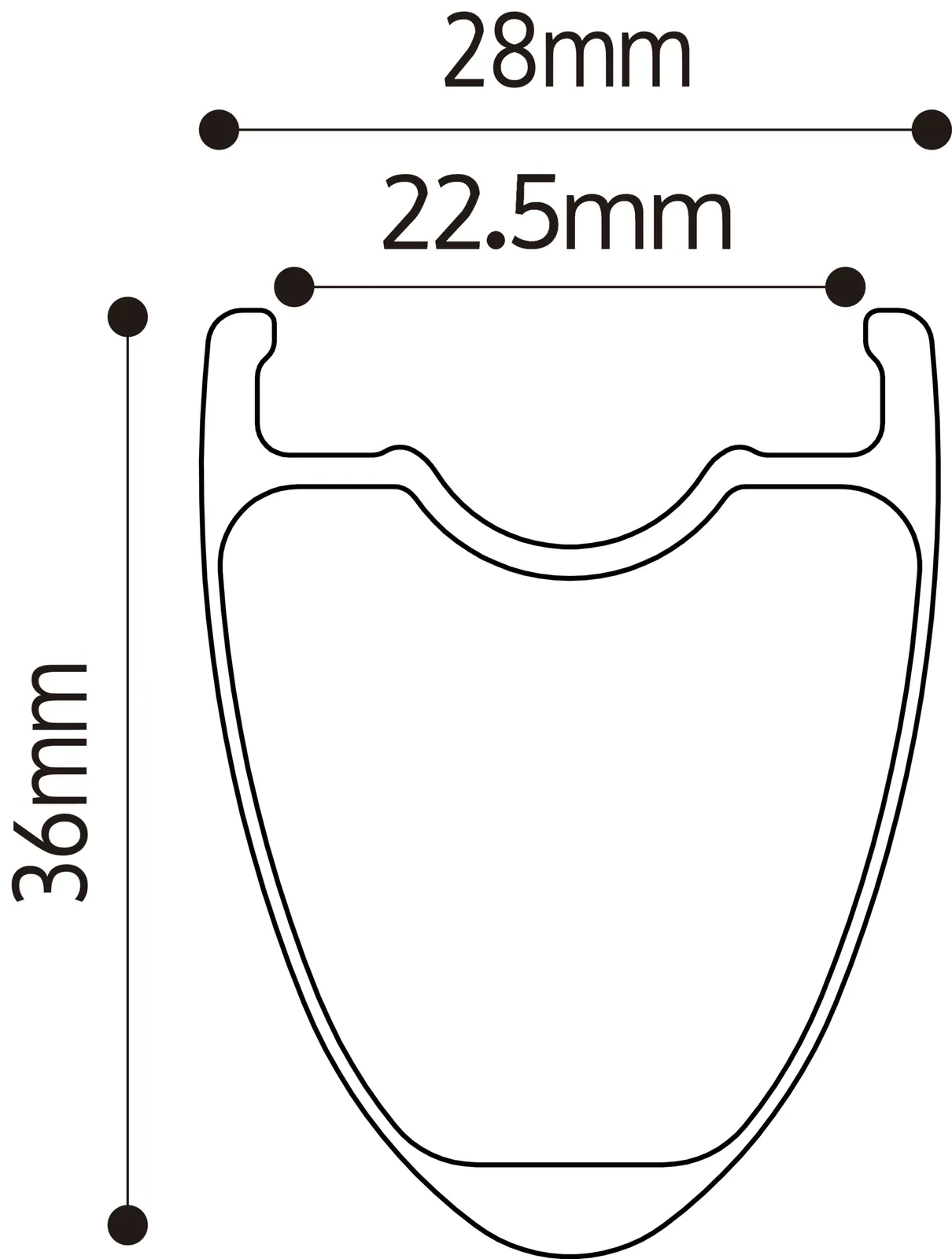 Venn 360 TCD SL rim profile technical drawing