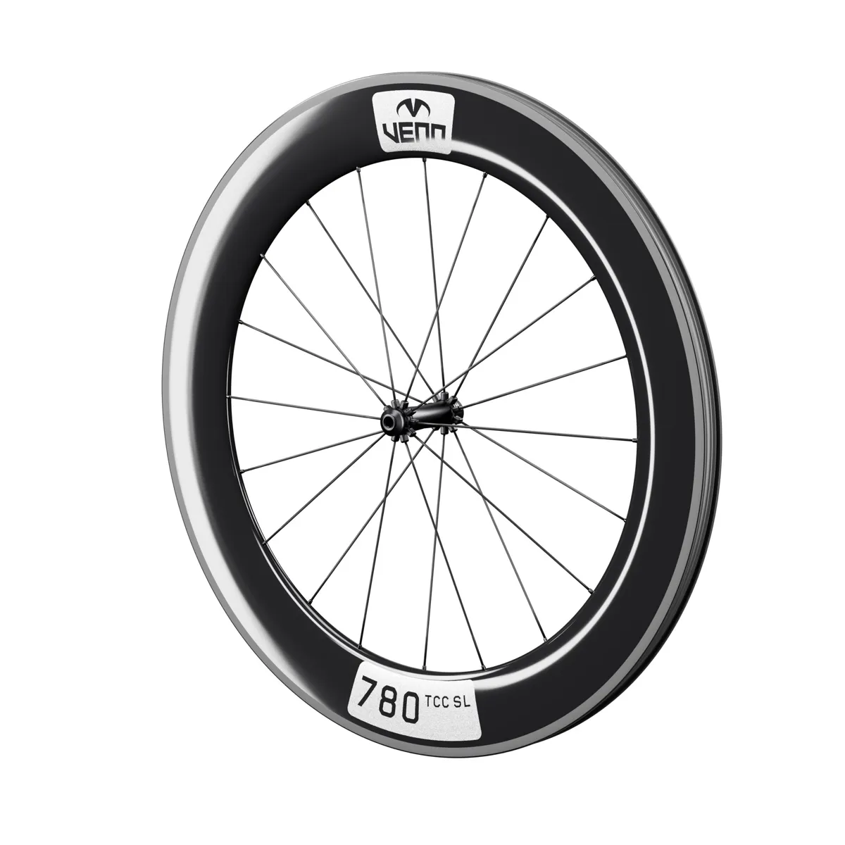 Venn 780 TCC SL carbon front wheel, gloss, rim brake (render; Venn RBH-01 hub illustrative)