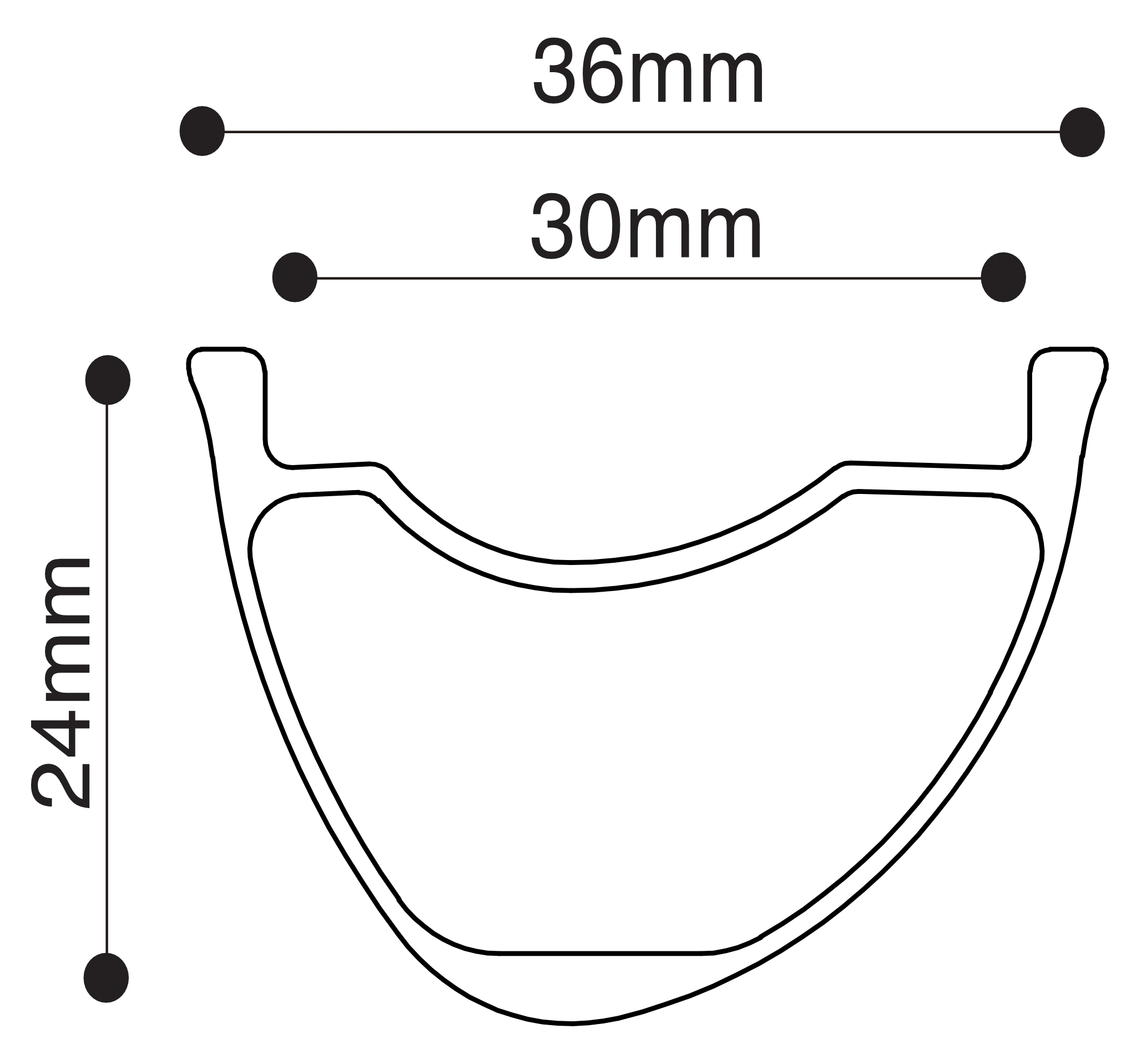 Venn 2430 SL XC Rim Profile Technical Drawing
