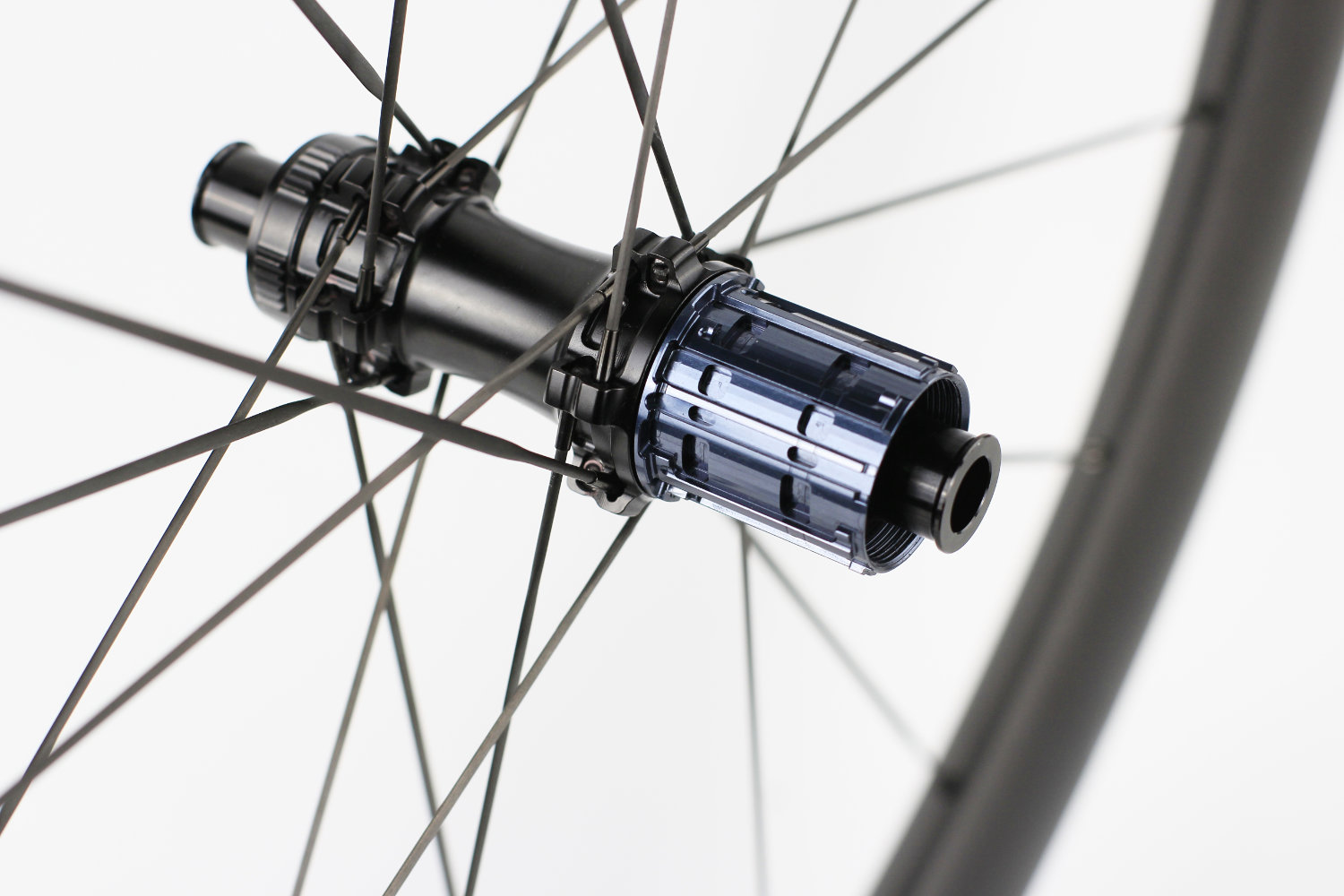 Carbon Spoke and 36t Ratchet Hub Detail