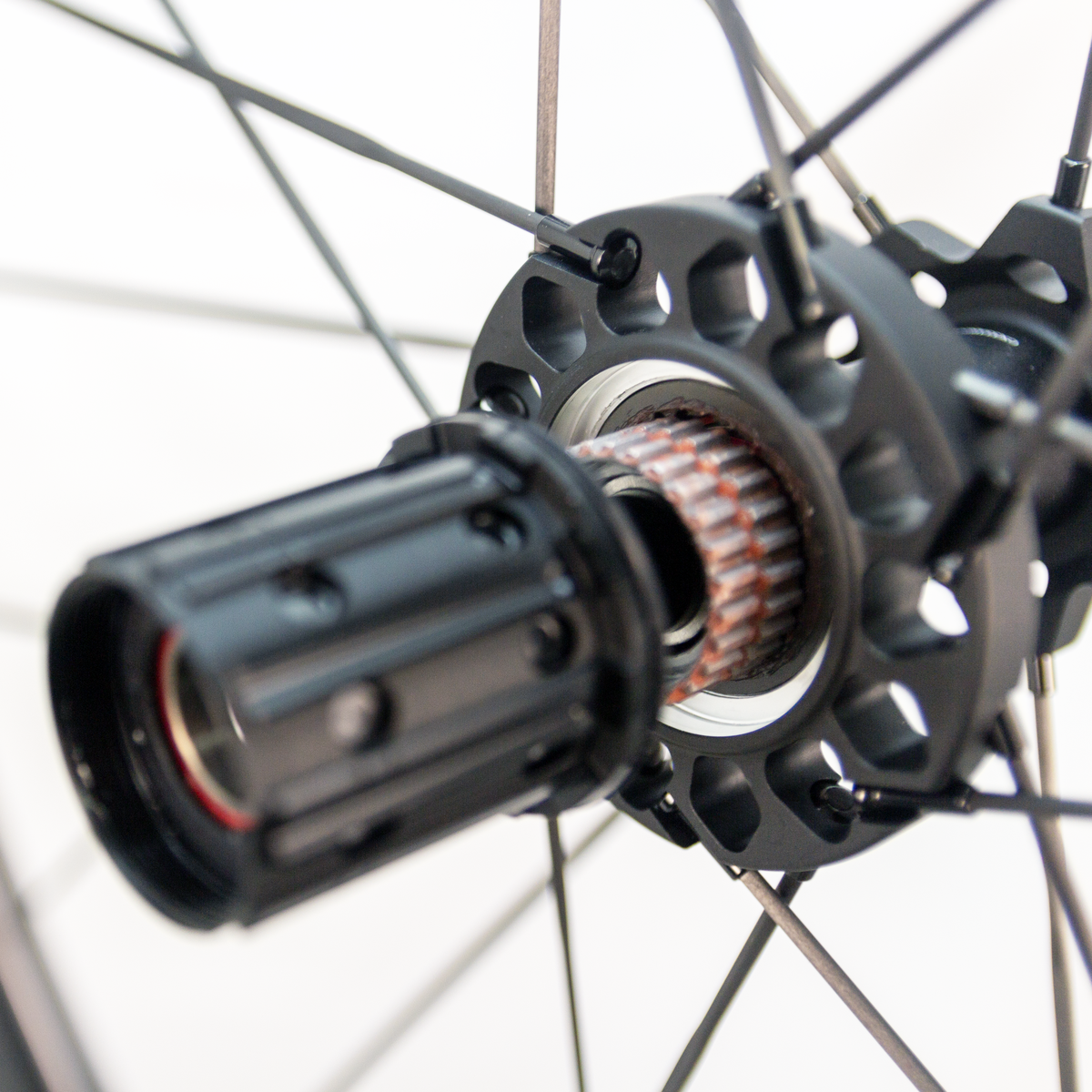 Carbon Spoke and Ratchet Hub Detail