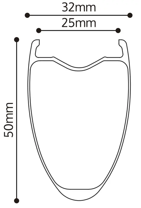 Venn 500 C UL Road Wheelset Profile Technical Drawing