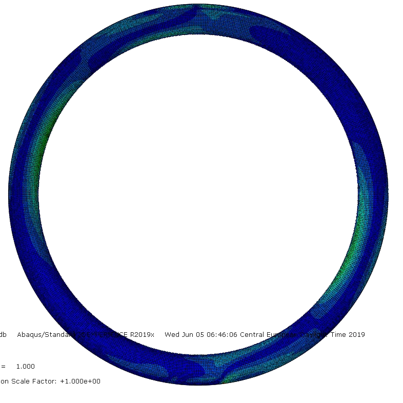 Finite Element Analysis (FEA) simulation showing stress distribution (blue to green) on a Venn carbon rim under load